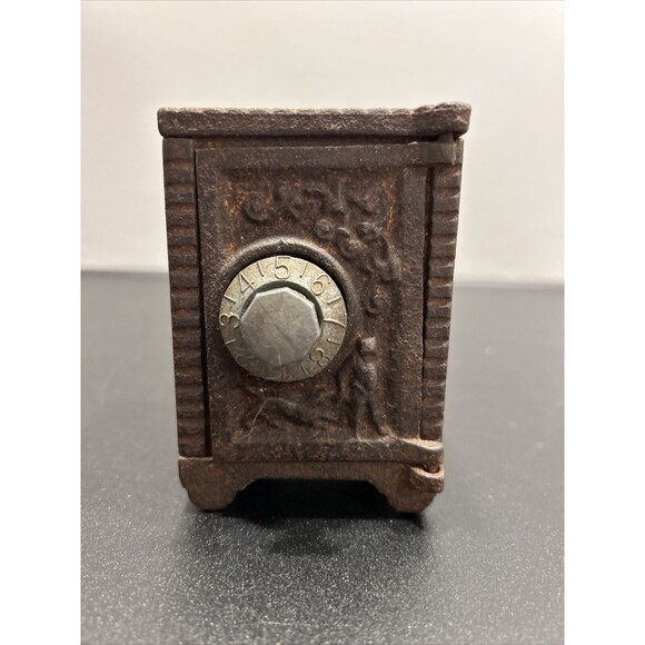 Vintage Ornate Cast Iron Combination Coin Bank-Angels - Picture 1 of 9